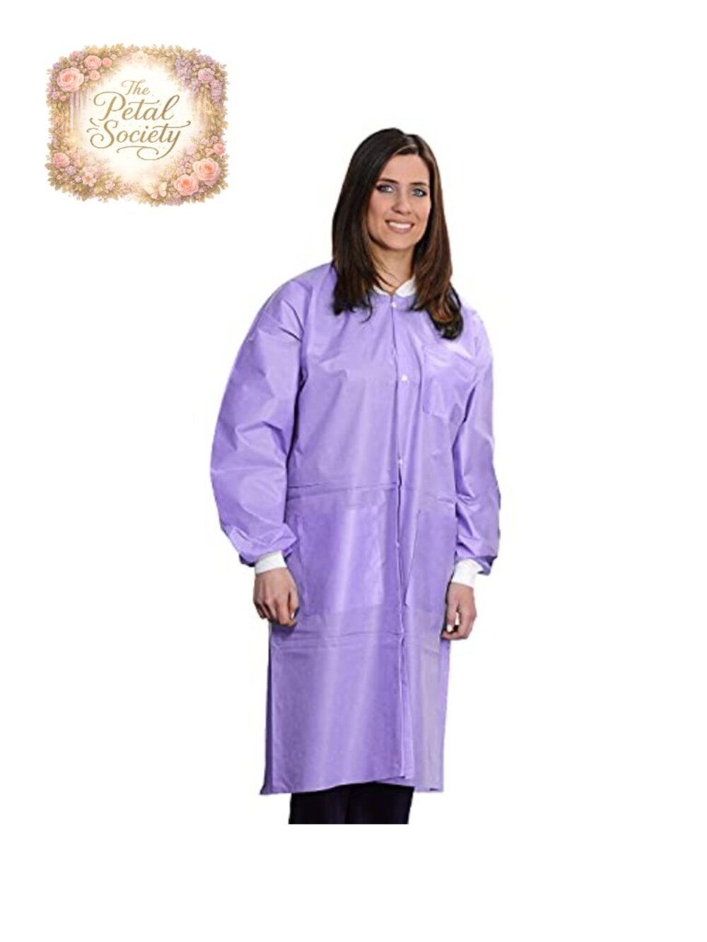10 Pack Disposable Lab Coats Knee Length 50g SMS Reusable Knit Cuffs Pockets